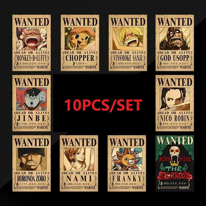 One Piece Straw Hat Wanted Posters Set 🏴‍☠️ | 10-Piece Collection