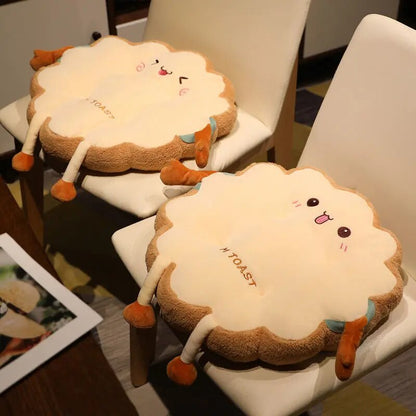 Toastie Comfort: Expressive Toast-Shaped Plush Seat Cushions