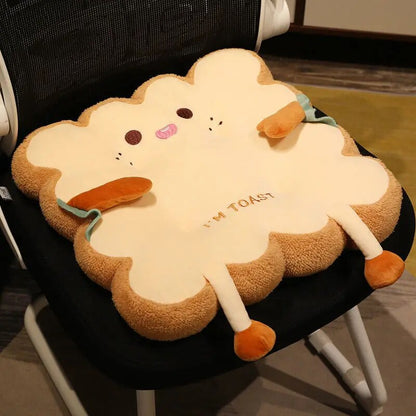 Toastie Comfort: Expressive Toast-Shaped Plush Seat Cushions