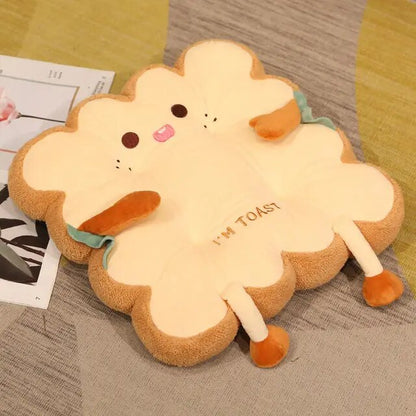 Toastie Comfort: Expressive Toast-Shaped Plush Seat Cushions