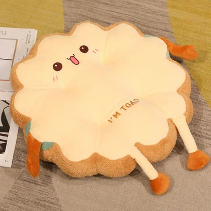 Toastie Comfort: Expressive Toast-Shaped Plush Seat Cushions