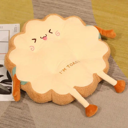 Toastie Comfort: Expressive Toast-Shaped Plush Seat Cushions