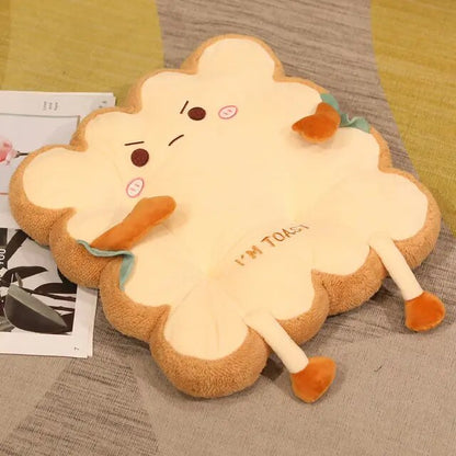 Toastie Comfort: Expressive Toast-Shaped Plush Seat Cushions