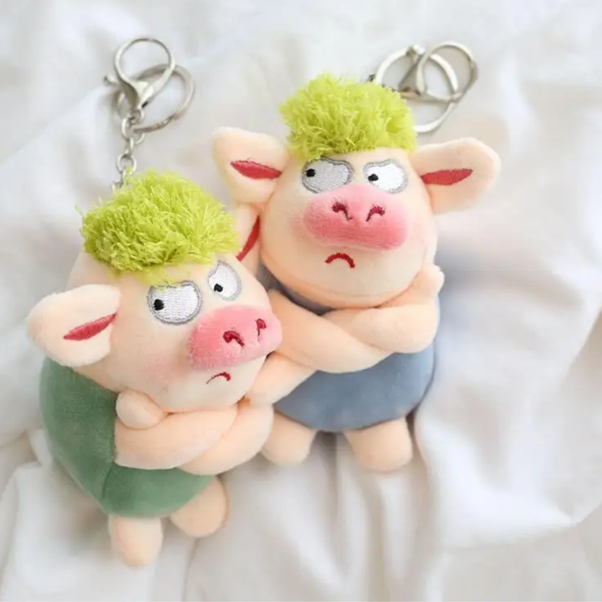 Grumpy Pig Plush Keychain - Cute & Comical Animal Charm