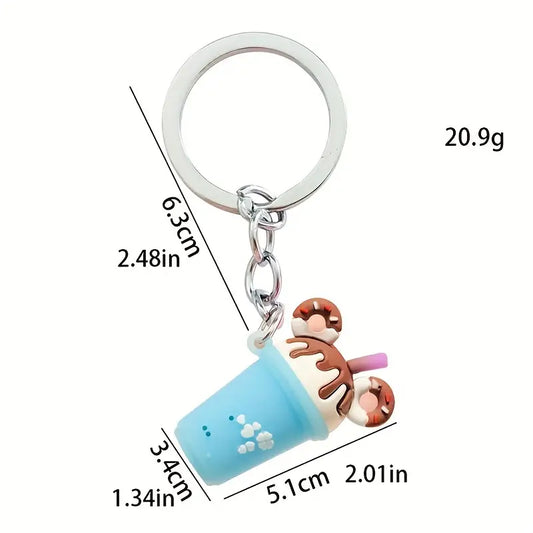 "Sip of Style" Bubble Tea Key Chains - Quirky Mini Milk Tea Charms (Available in Pink and Purple)