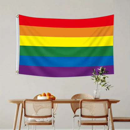 Rainbow Pride Flag 3x5ft – Vibrant Polyester LGBTQ Flag with Grommets