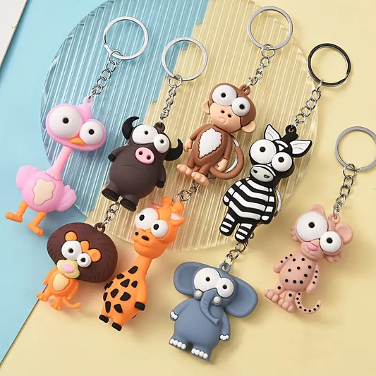 "Jungle Jamboree" Big Eyes Animal Keychains - Quirky Cartoon Key Companions (Choose Your Favorite!)