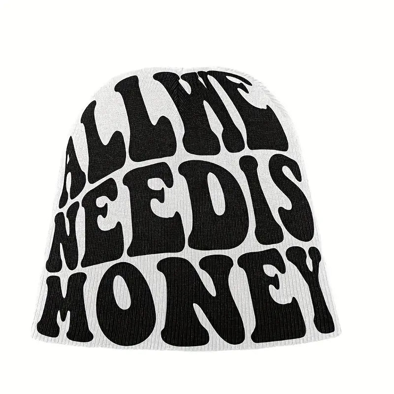 Unisex "ALL WE NEED IS MONEY" Jacquard Y2K Beanie | Hip-Hop Knit Hat