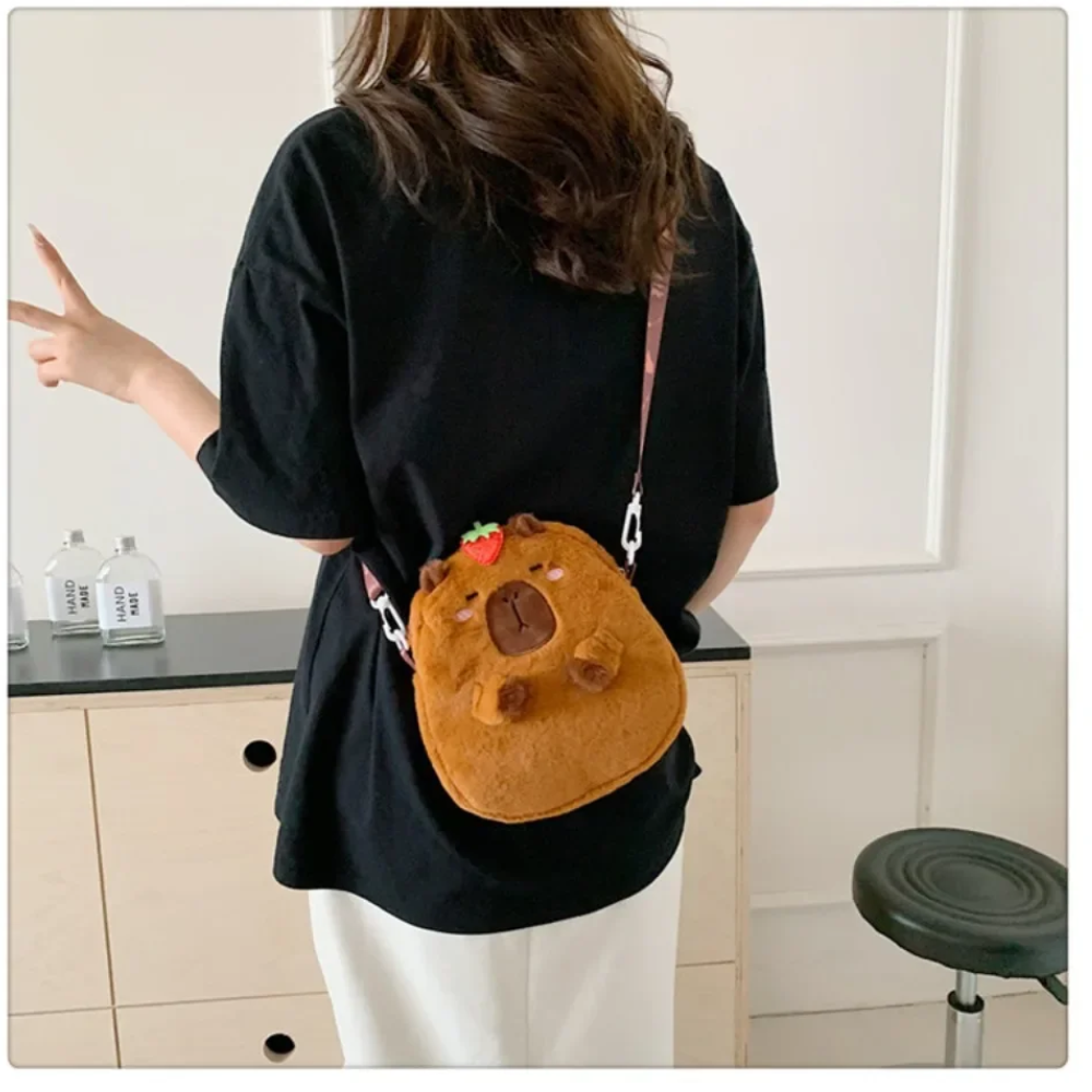🧸 Capybara Plush Shoulder Bag – Cute, Soft & Unisex