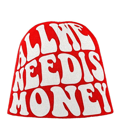 Unisex "ALL WE NEED IS MONEY" Jacquard Y2K Beanie | Hip-Hop Knit Hat