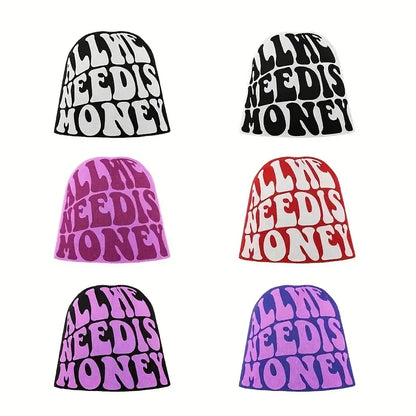 Unisex "ALL WE NEED IS MONEY" Jacquard Y2K Beanie | Hip-Hop Knit Hat