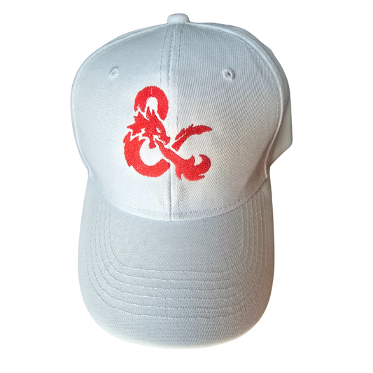 🧢 Dungeon & Dragon Inspired Baseball Cap – White or Red Logo
