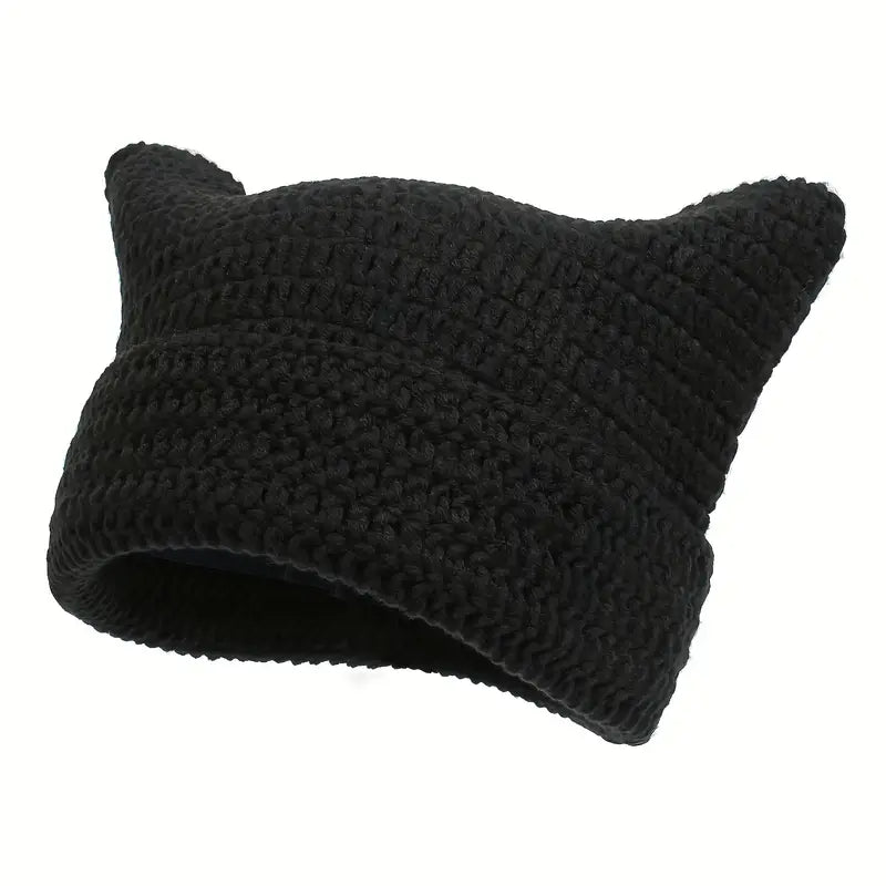 Little Devil Cat Ear Knit Beanie – Street Style with a Playful Twist! 😈🧢