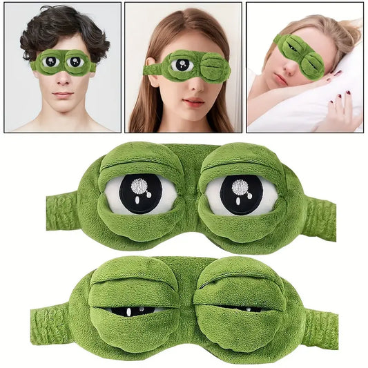 "Hop into Dreams" 3D Sad Frog Sleep Mask - Comfy & Quirky Eye Shade for Restful Slumber