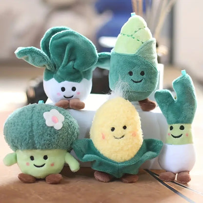 "Veggie Pals" Plush Toy Keychain - Cute Cabbage, Broccoli, Leek, Corn and Bamboo Shoots Pendant Dolls (Available Individually or in Pairs)