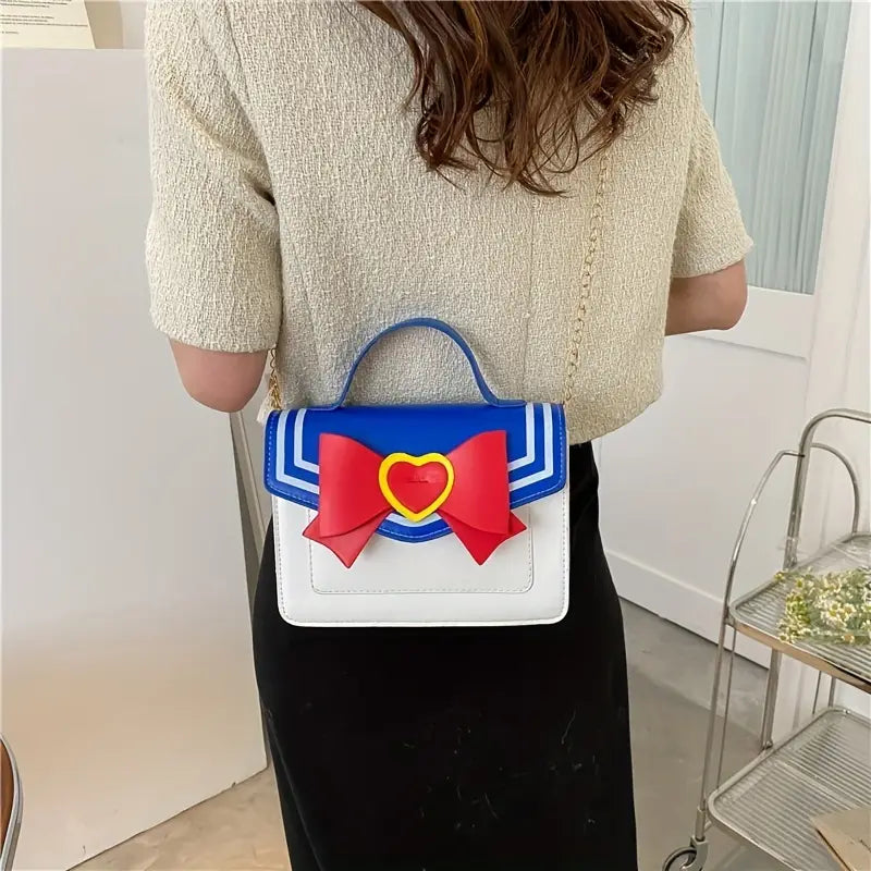 "Chic Kawaii" Bow Decor Crossbody Bag - Cute Anime-Inspired Square Handbag