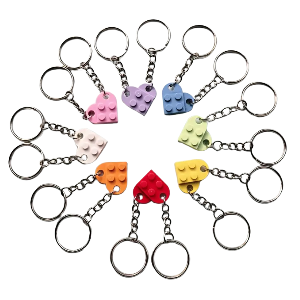 ๐ 2PCS Separable Couples Friendship Building Block Keychains โ Heart P ...