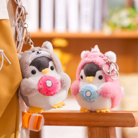 Adorable Costume Penguin Keychains with Donut Delight