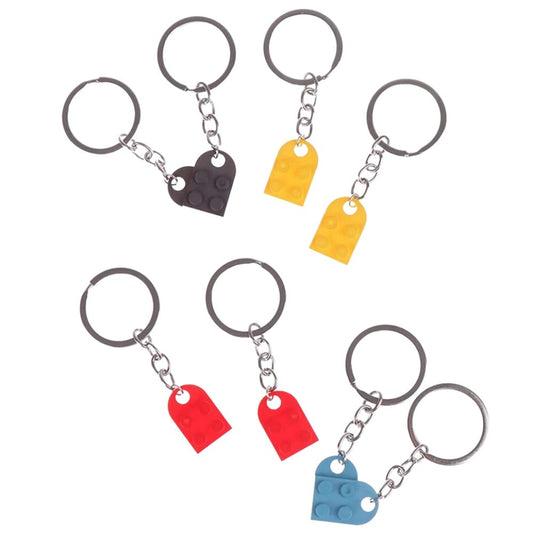 💖 2PCS Separable Couples Friendship Building Block Keychains – Heart Pendant 💖