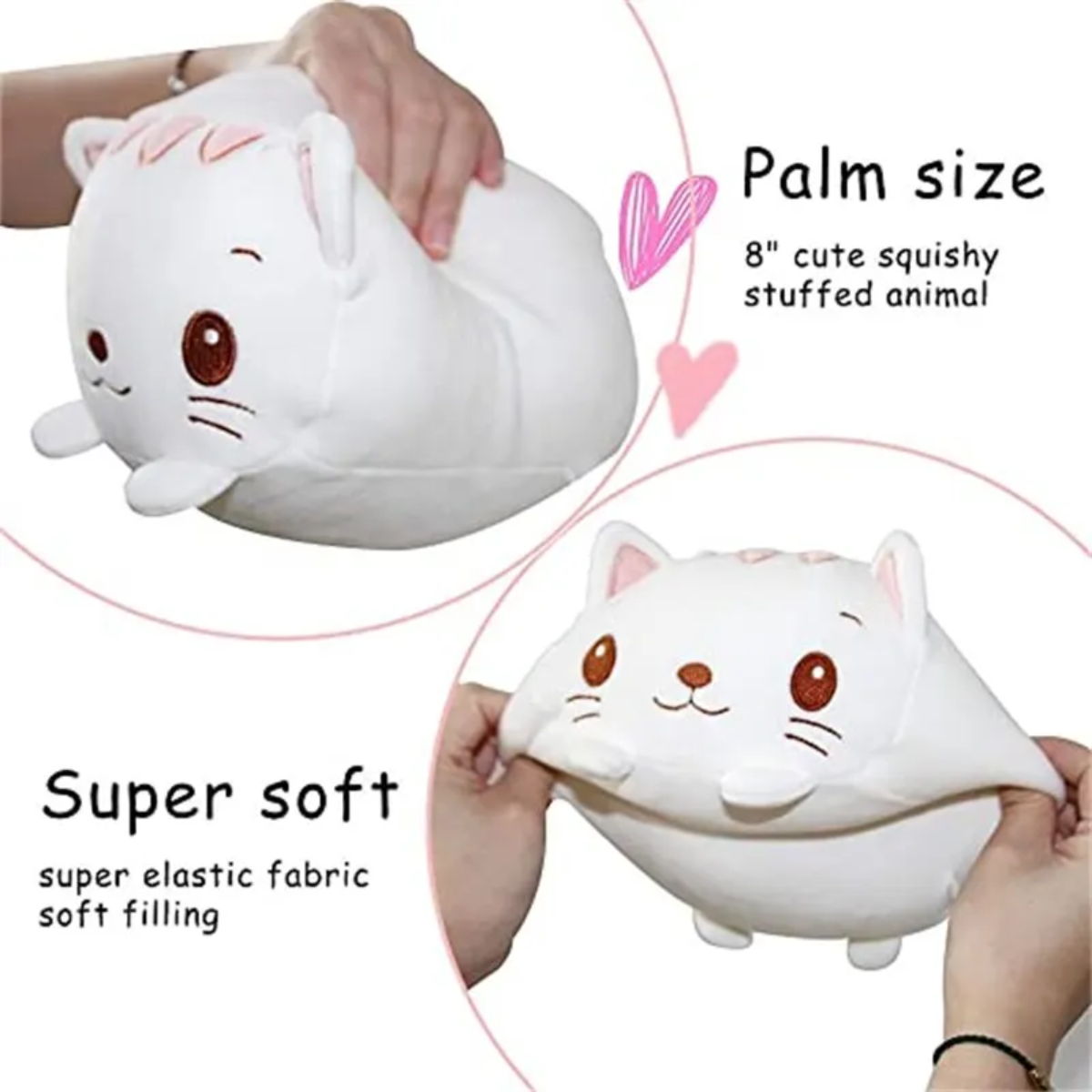 Snuggle-Paws White Cat Plush Pillow – 20cm of Whiskered Bliss & Softness!