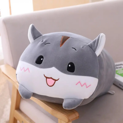 Snuggle Companion: Kawaii Gray Hamster Plush Pillow – Soft, Cuddly, and Irresistibly Cute!