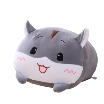 Snuggle Companion: Kawaii Gray Hamster Plush Pillow – Soft, Cuddly, and Irresistibly Cute!