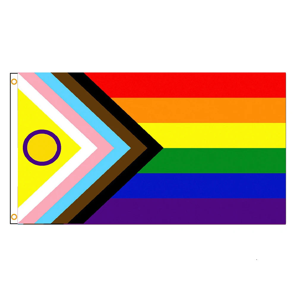 Progress Rainbow Pride Flag with Intersex inclusion design – 3x5 ft polyester flag with grommets