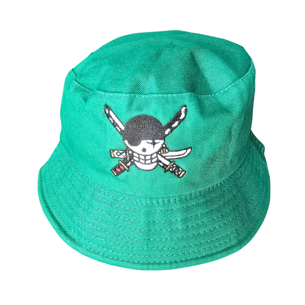 🏴‍☠️ One Piece Inspired Bucket Hats – Zoro, Law, Chopper Pirate Flags