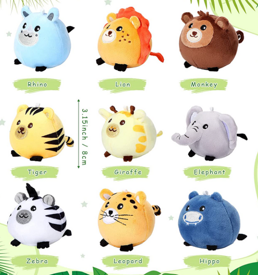 Mini Plush Round Jungle Animal